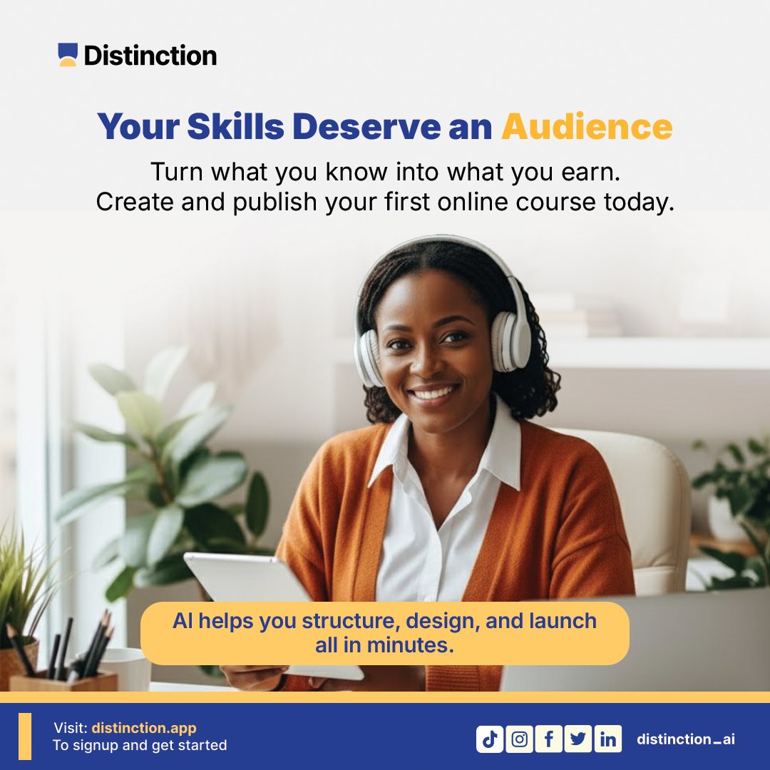 getDistinction's tweet image. You don’t need a studio or a team.
Whether you teach makeup, music, or marketing, Distinction helps you create professional-grade courses effortlessly with AI so you can focus on teaching.

Start creating today 👉 dashboard.distinction.app/creators

#Distinction #CreateWithDistinction