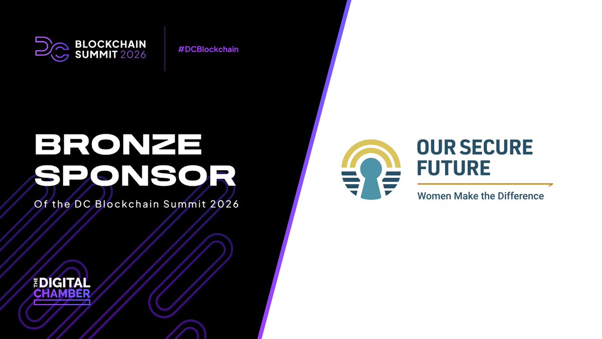 DigitalChamber's tweet image. We&apos;re thrilled to announce @OurSecureFuture as a Bronze Sponsor of #DCBlockchain Summit 2026! Join us on March 17-18 as we shape blockchain for a better tomorrow: bit.ly/DCBS26