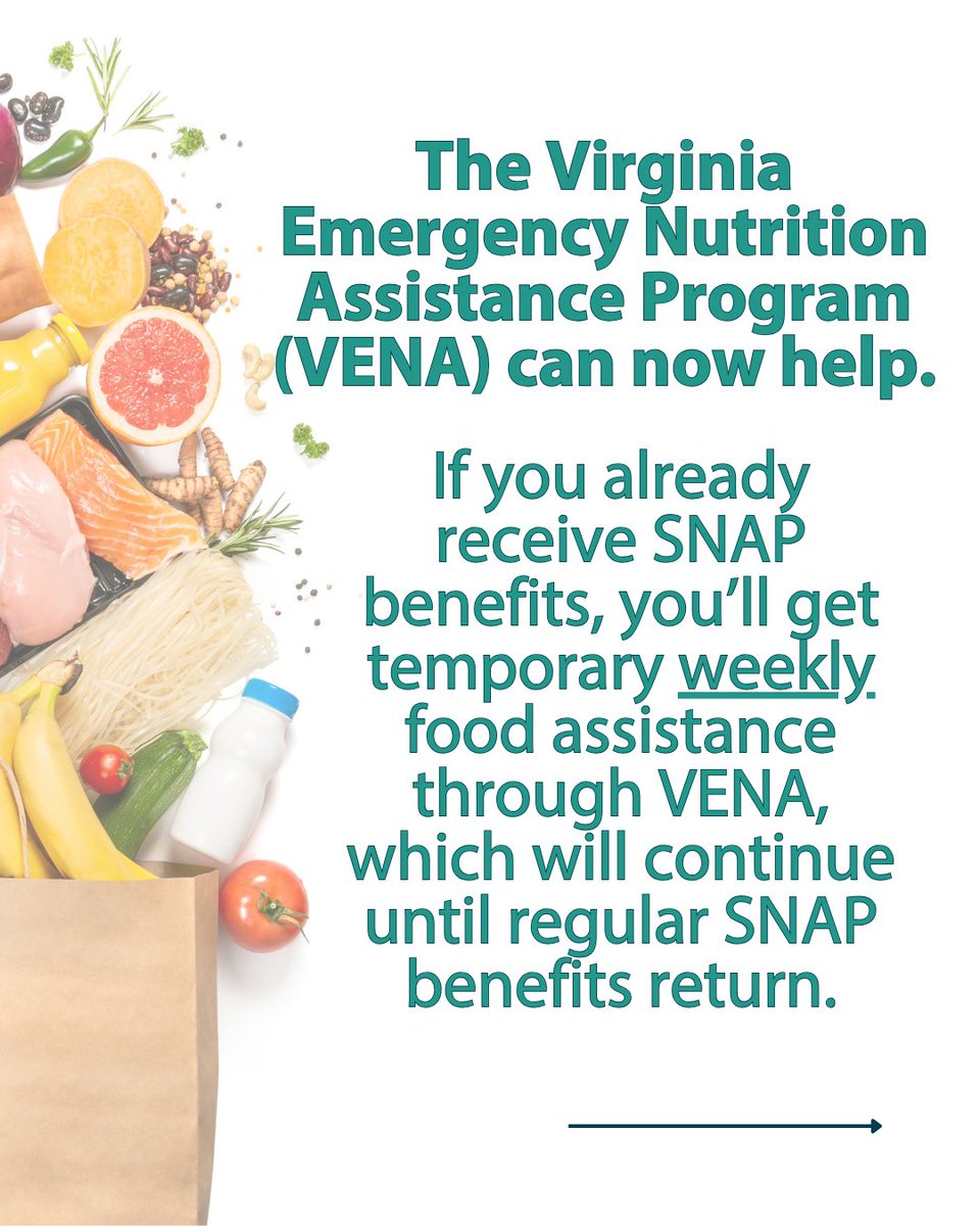ChesterfieldVa's tweet image. With the ongoing government shutdown affecting SNAP benefits, Social Services understands that many families have questions. Here’s what you need to know about the temporary VENA plan for November.

#ChesterfieldCounty #SocialServices #SNAPUpdate #CommunitySupport #FeedMore