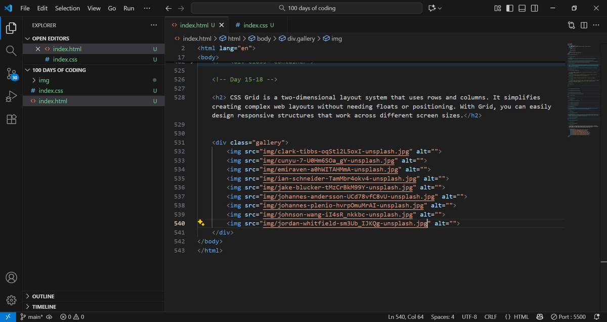 abolaji_web's tweet image. Day 15–18: Grid
Learn CSS Grid: display: grid, grid-template-columns, grid-gap.
Practice: Design a photo gallery with a grid layout.
#100daysofcoding #buildinpublic #programming