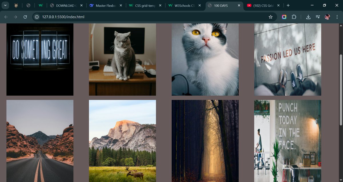 abolaji_web's tweet image. Day 15–18: Grid
Learn CSS Grid: display: grid, grid-template-columns, grid-gap.
Practice: Design a photo gallery with a grid layout.
#100daysofcoding #buildinpublic #programming