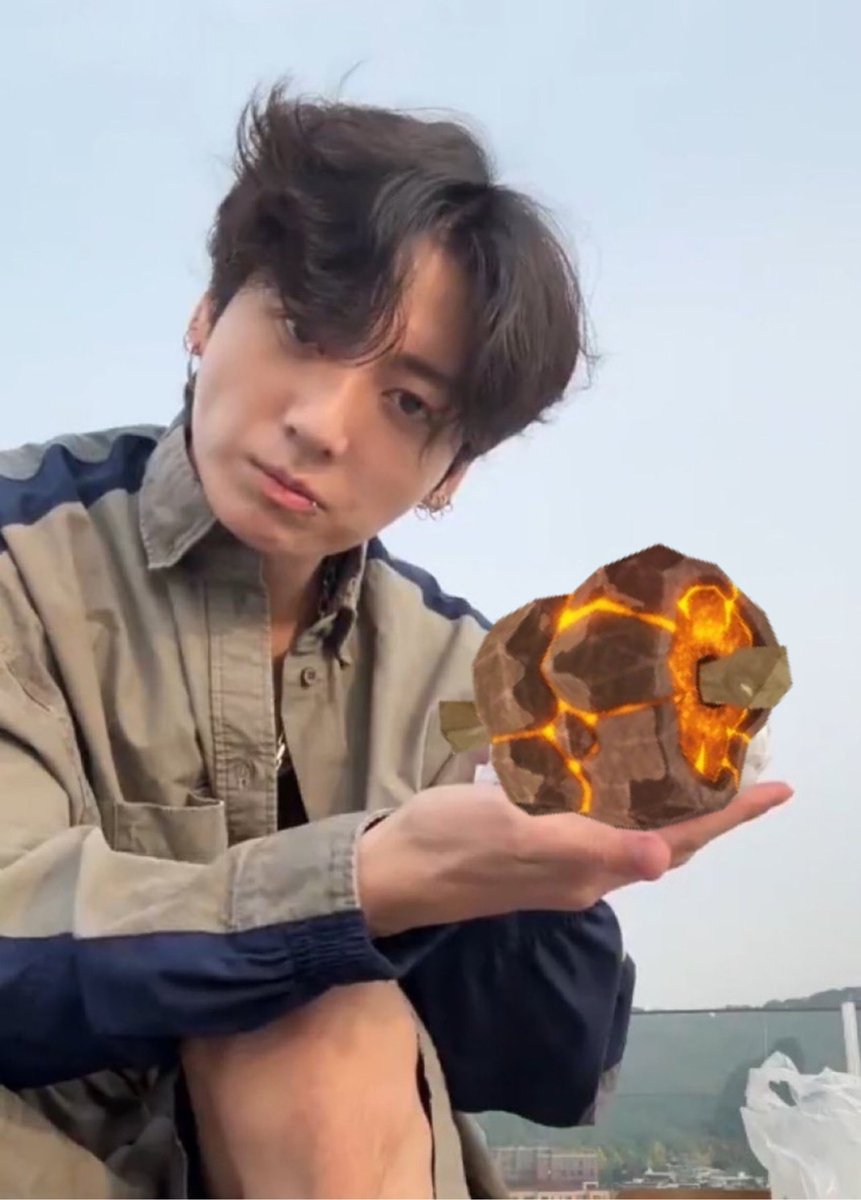 jungkook holding a botw rock roast