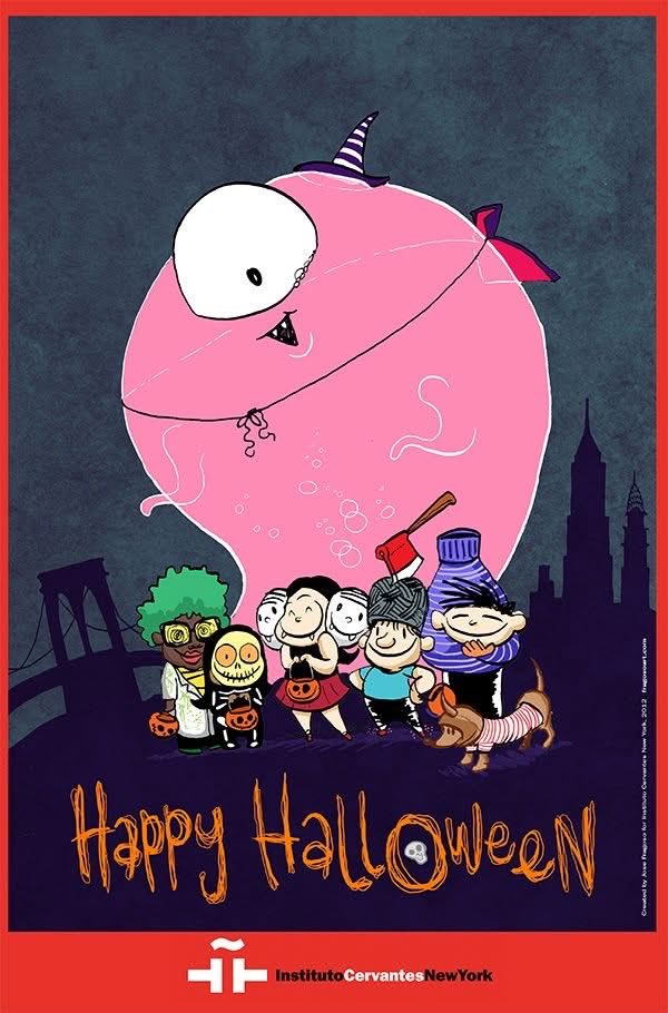 Happy Halloween! ❤️ 🎃 
Illustration for <a href="/InstCervantes/">Instituto Cervantes</a> New York.
<a href="/tormenta_libros/">Tormenta 🌩️</a> 
#Halloween