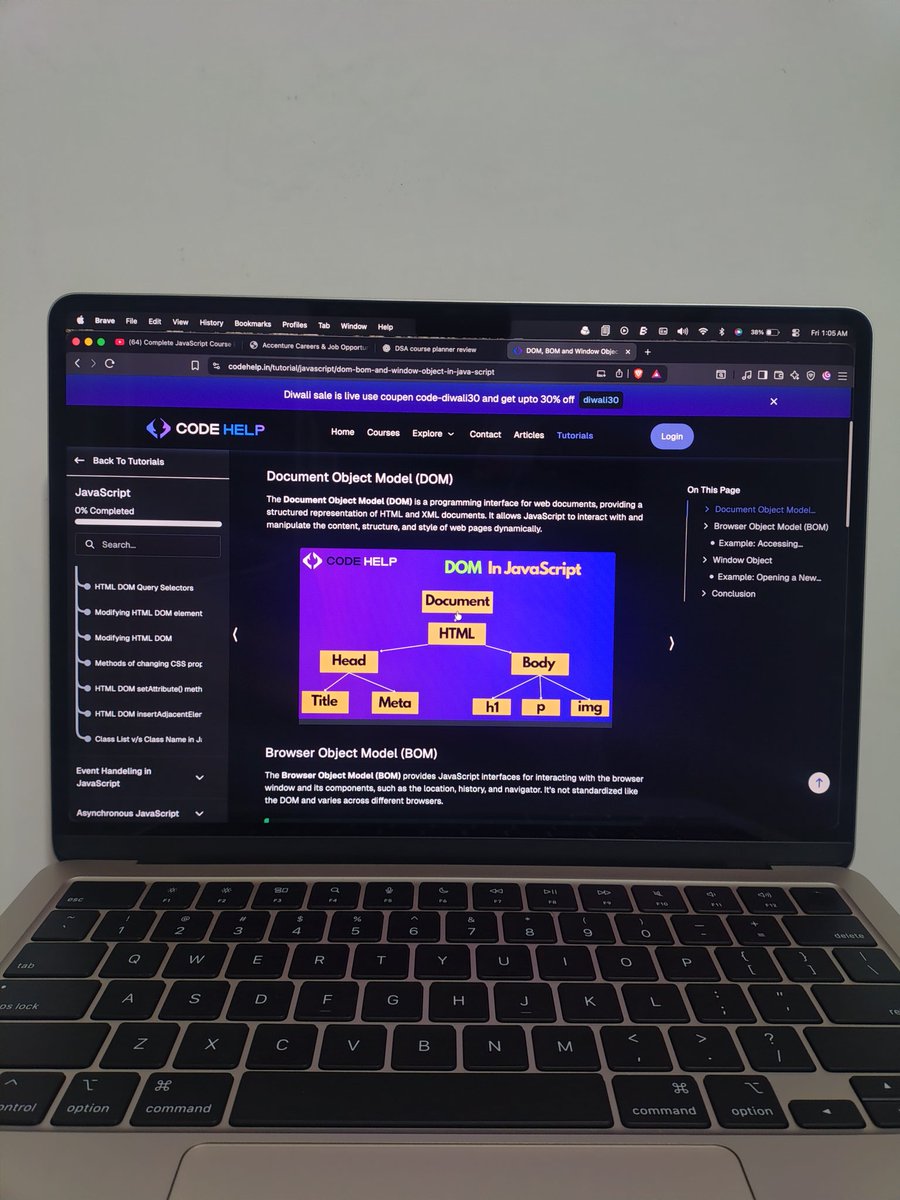 ManojCodes's tweet image. Day 4 — JavaScript Deep Dive
Learned about objects, cloning, garbage collection, error handling (try-catch-finally), & DOM manipulation — selectors, innerHTML, append, insertAdjacentElement.
#100DaysOfCode #JavaScript #WebDev #BuildInPublic