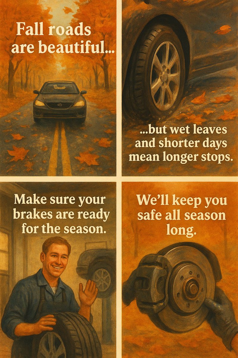 Direct_Tire's tweet image. 🍁 Beautiful drives deserve safe stops.
Wet leaves, early sunsets, &amp;amp; slick roads mean your brakes are working overtime this fall.
🚗 Stop in before you can’t stop - we’ll make sure you’re ready for every autumn mile #AutoSafety #BrakeCheck #FallDriving #NewEnglandRoads