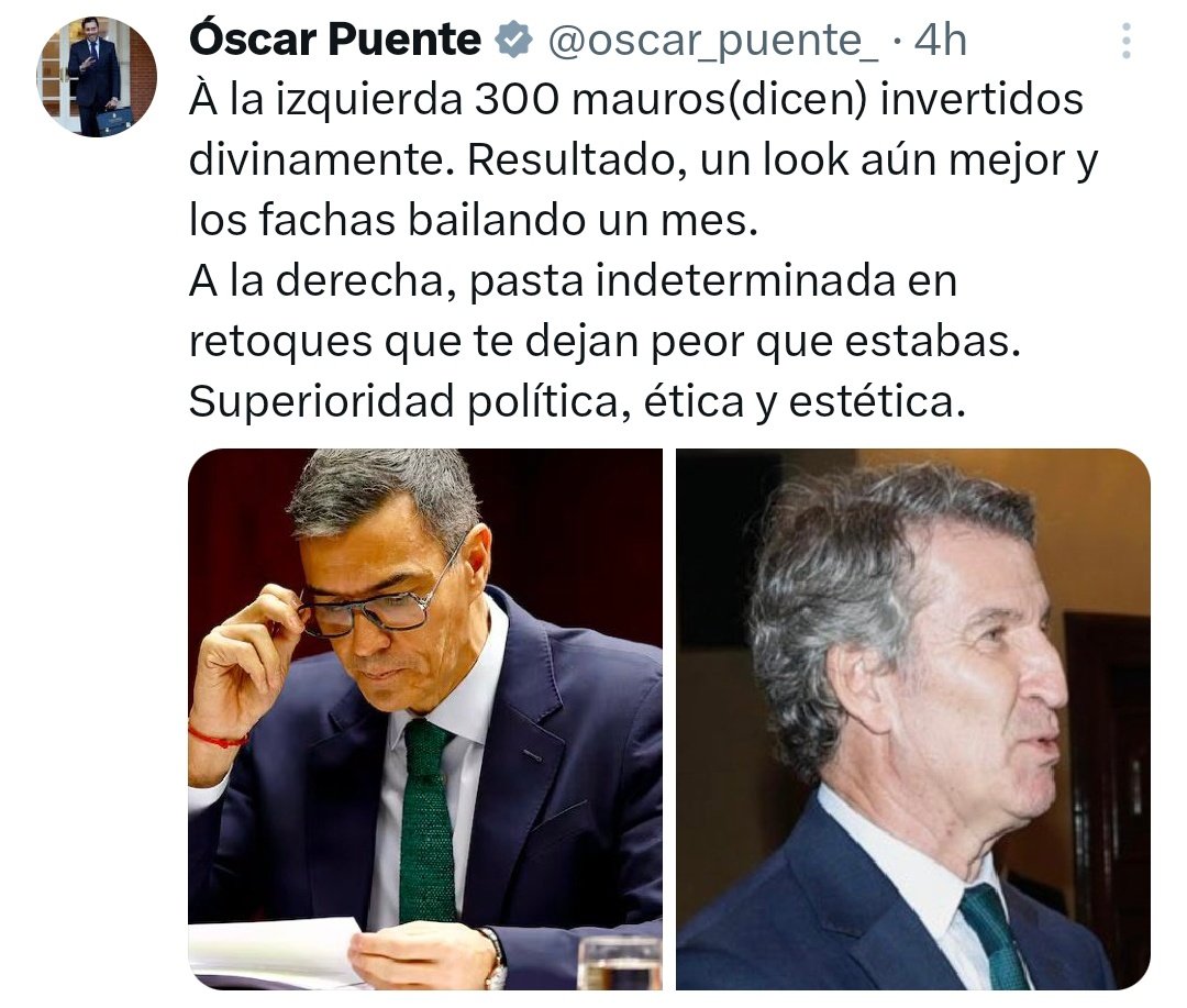 hp_ayan's tweet image. A esto hemos llegado. Un ministro metiéndose con el aspecto físico del líder de la oposición 

La regeneración post-sanchista debe ser política, ética y estética