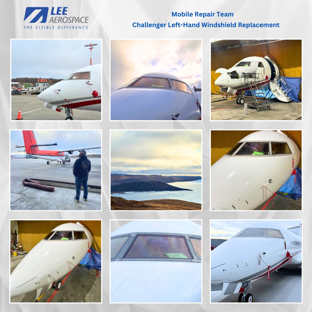 ✈️ Lee Aerospace Mobile Repair Team in Action!

Our team was in Iqaluit, Nunavut, Canada, replacing a Challenger 605 left-hand windshield.

#LeeAerospace #AircraftMaintenance #Challenger605 #24-HourAOGSupport #MobileRepair #AviationExperts