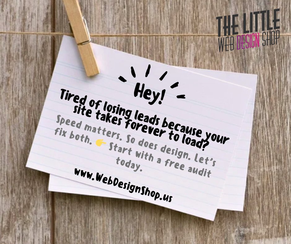 WebTLWDS's tweet image. Tired of losing leads because your site takes forever to load? #webdesign #webdesignshop #loadspeed #smallbusiness WebDesignShop.us