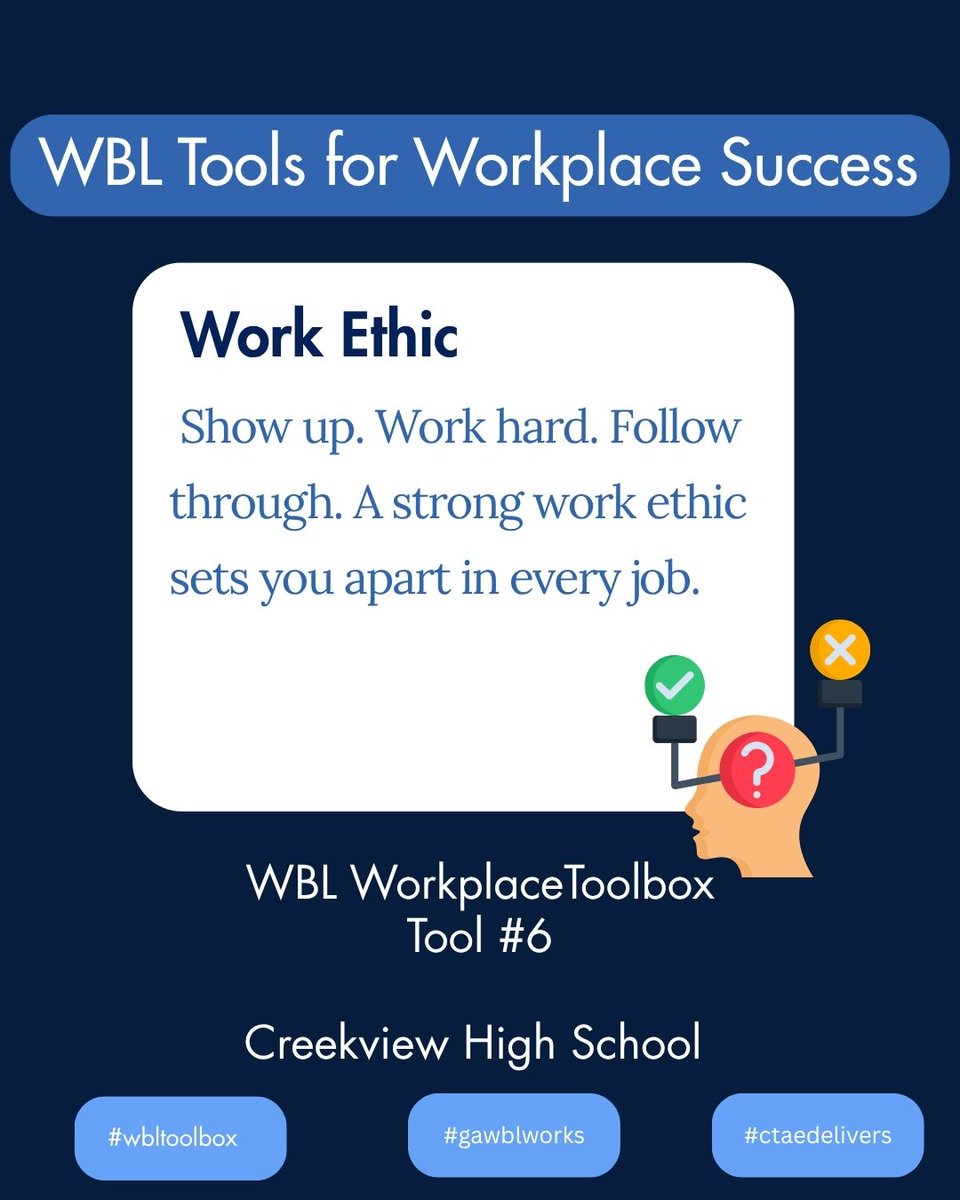 Our WBL Focus this week is Work Ethic.  A good Work Ethic is always appreciated and will set you apart.