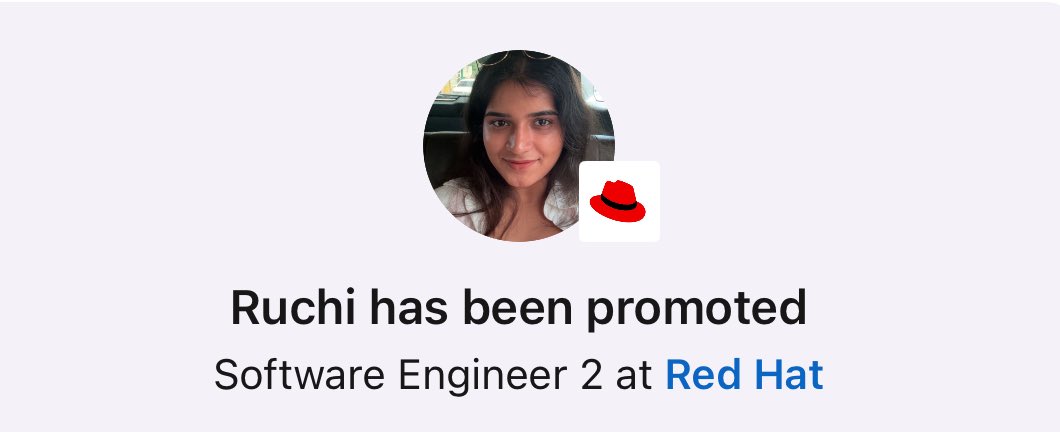 Ruchicodess's tweet image. Career Update 🎉
After spending incredible 2 years at @ansible, I am excited to share that i have been promoted to SDE-2 at Red Hat and have transitioned to Data and AI team✨