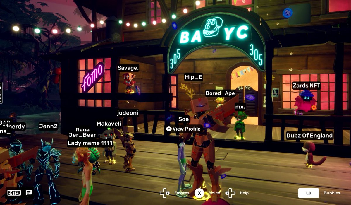 Just throwing some <a href="/apecoin/">ApeCoin</a> around in front of the <a href="/BoredApeYC/">Bored Ape Yacht Club 🍌</a> Club House in my new <a href="/AMZNVideoGames/">Amazon Video Games</a> Boximus avatar.  <a href="/OthersideMeta/">Othersidemeta</a> has so much potential, how can anyone not be bullish!