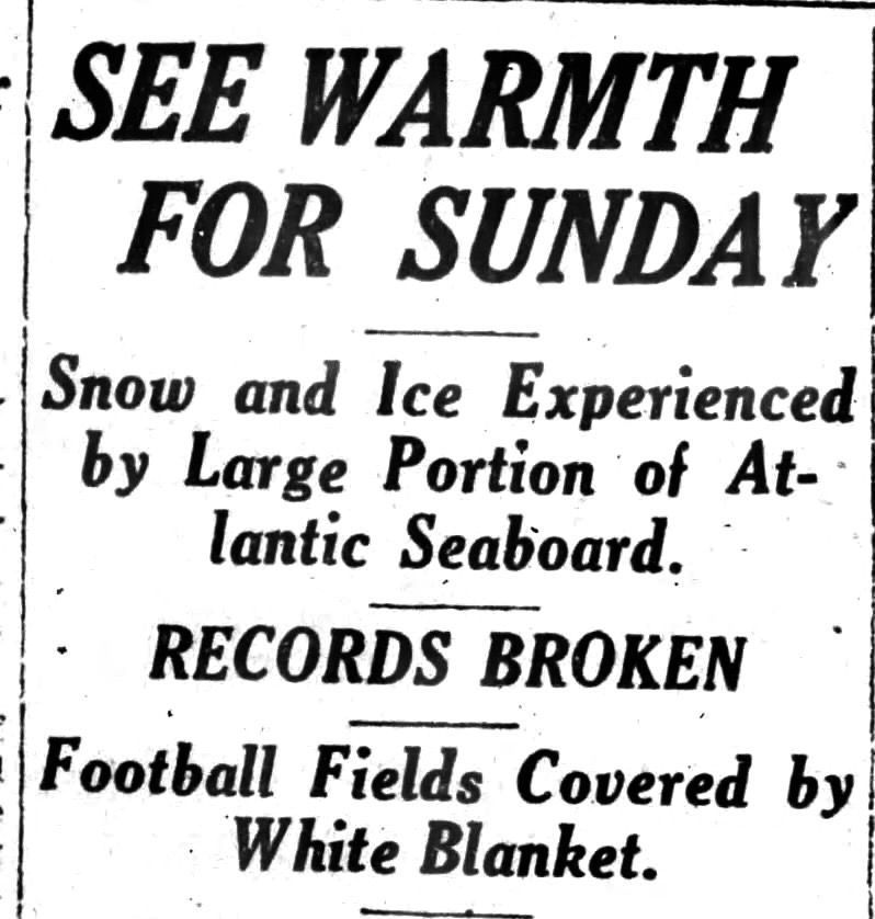 Oct. 30, 1925: Much of the East and Midwest dig out of a rare October snowstorm. One to 3 inches falls across the Northeast, with 6 inches recorded in parts of Virginia. A measurable October snow (0.8 inches) falls for only the second recorded time in New York City.