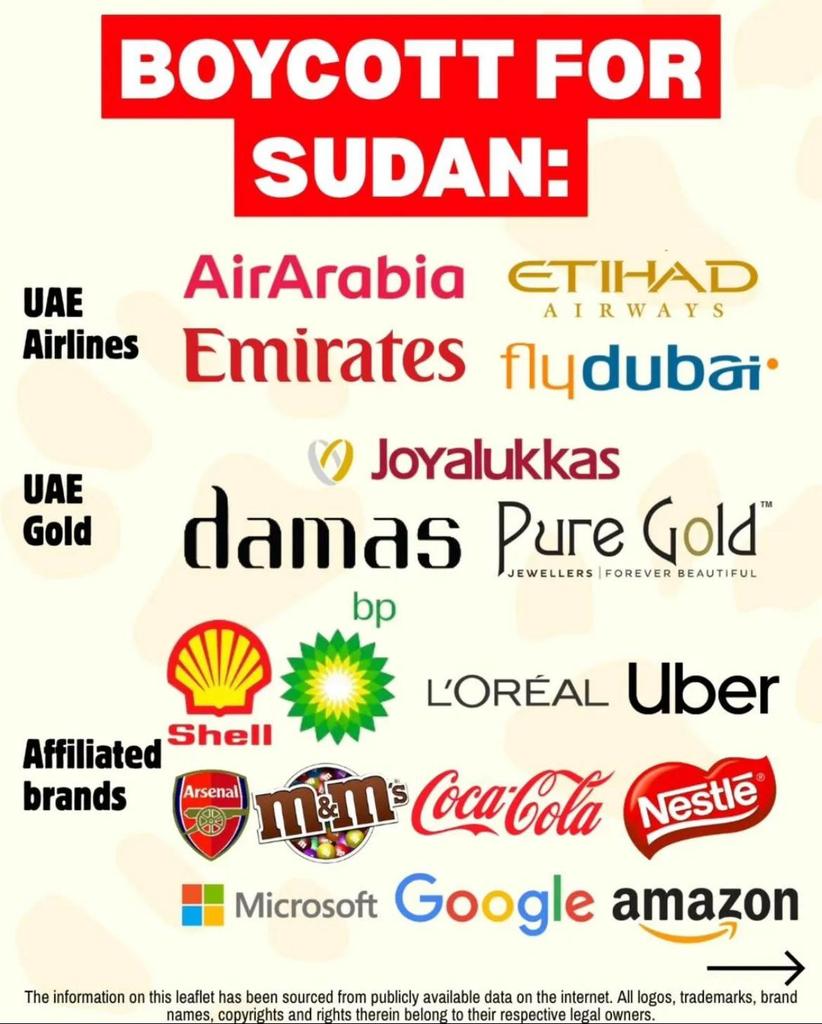 Palestinedaily1's tweet image. BOYCOTT FOR SUDAN!! BOYCOTT UAE!!