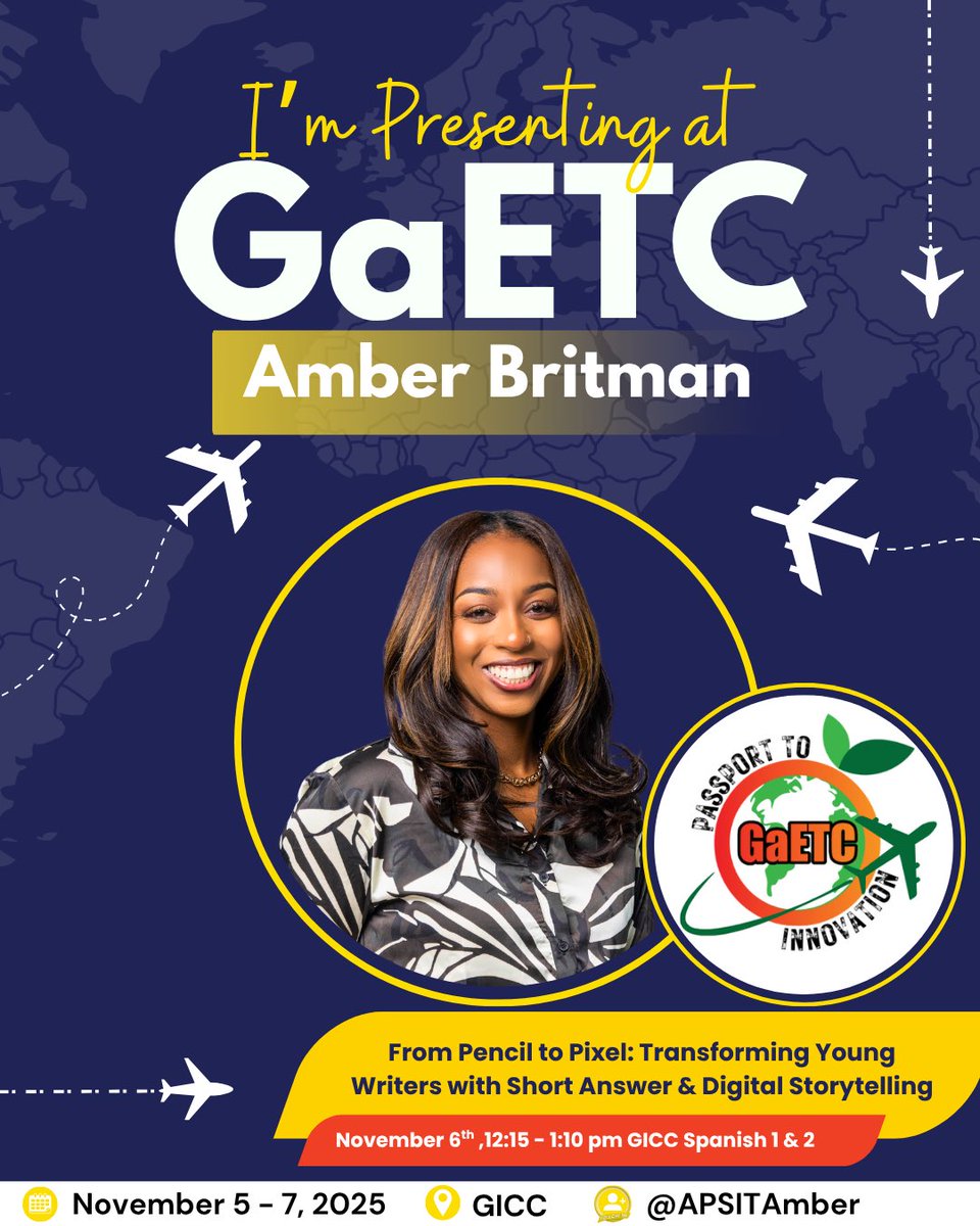 APSITAmber's tweet image. ✏️➡️💻 From Pencil to Pixel!
Excited to share how @myshortanswer + digital storytelling can unlock creativity &amp;amp; confidence in young learners. Featuring @AdobeExpress @BookCreatorApp &amp;amp; @canva 
Join me at #GaETC next week!
Let’s transform writers together 📚✨
@APSInstructTech