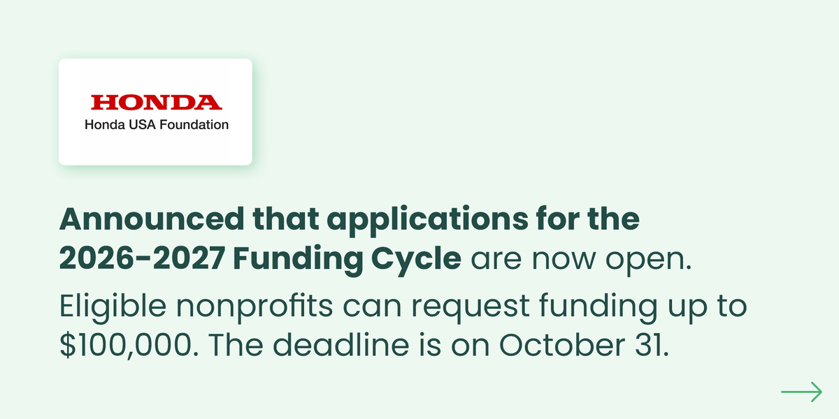 2xDonations's tweet image. Looking for new ways to fund your nonprofit’s mission? 💡

Grants can help you launch programs, support campaigns, and more! Here are some recent opportunities by @meta, @honda, and @sparklightcares.

👉 Explore more funding opportunities here: hubs.la/Q03QVGfX0