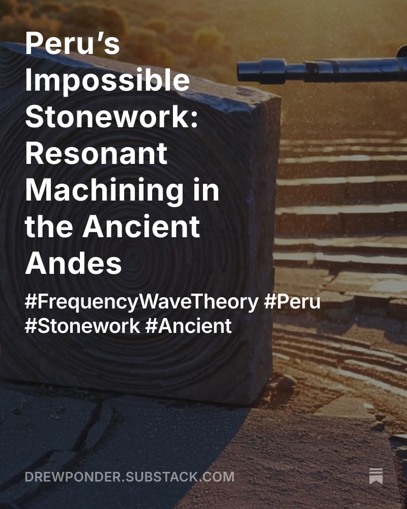 drew_ponder's tweet image. Peru’s Impossible Stonework: Resonant Machining in the Ancient Andes 

#FrequencyWaveTheory #Peru #Stonework #Ancient

open.substack.com/pub/drewponder…