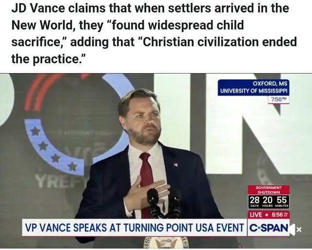 Christians mass murdered indigenous populations (including children)... and let us not forget the current "christian" administration is actively funding and complicit in widespread child sacrifice in Gaza