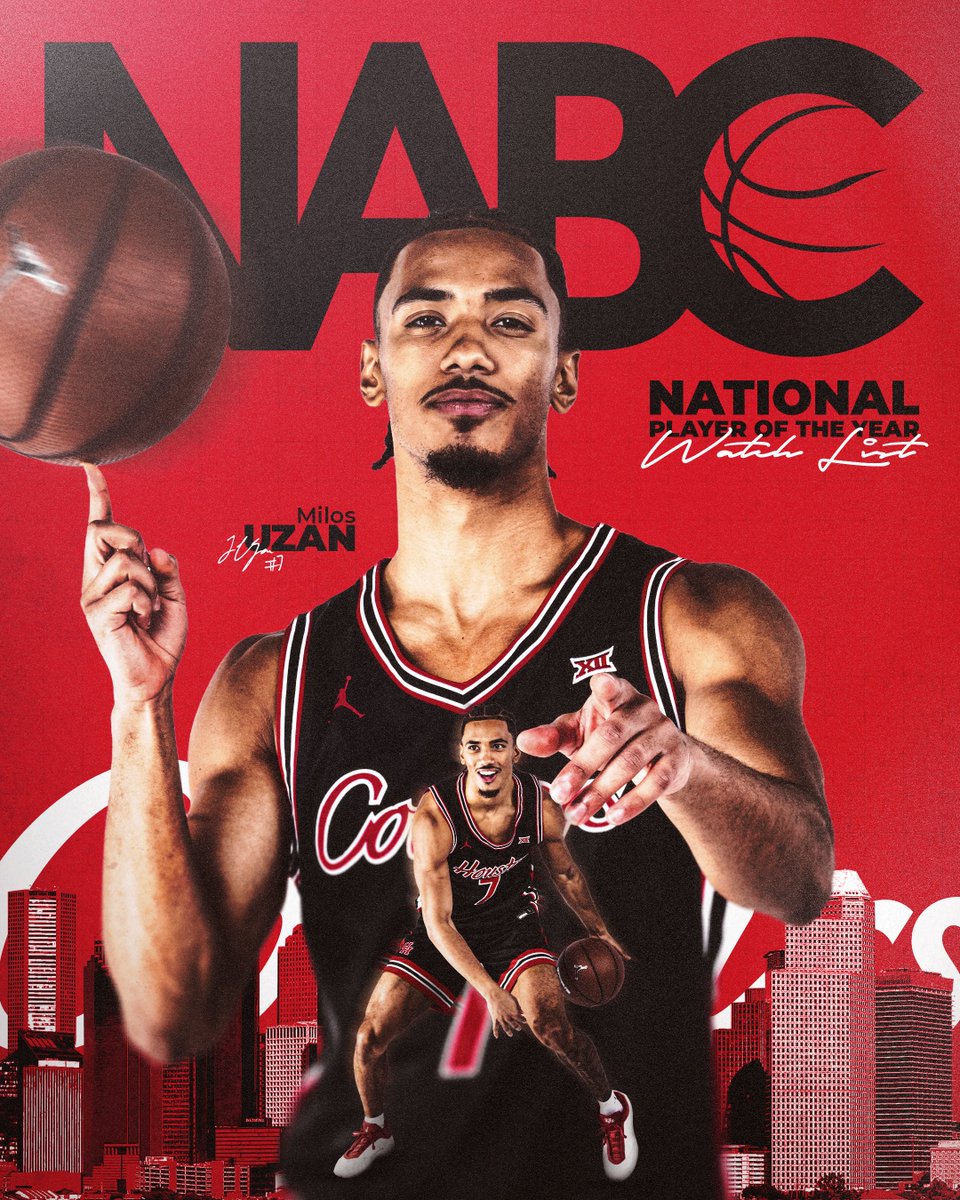 Milos Uzan <a href="/lossyuzan/">Milos Uzan⛹</a> is one of 20 student-athletes named to <a href="/NABC1927/">NABC</a> National Player of the Year Preseason Watch List

#ForTheCity x #GoCoogs

🔗 – bit.ly/3Jl2hpj