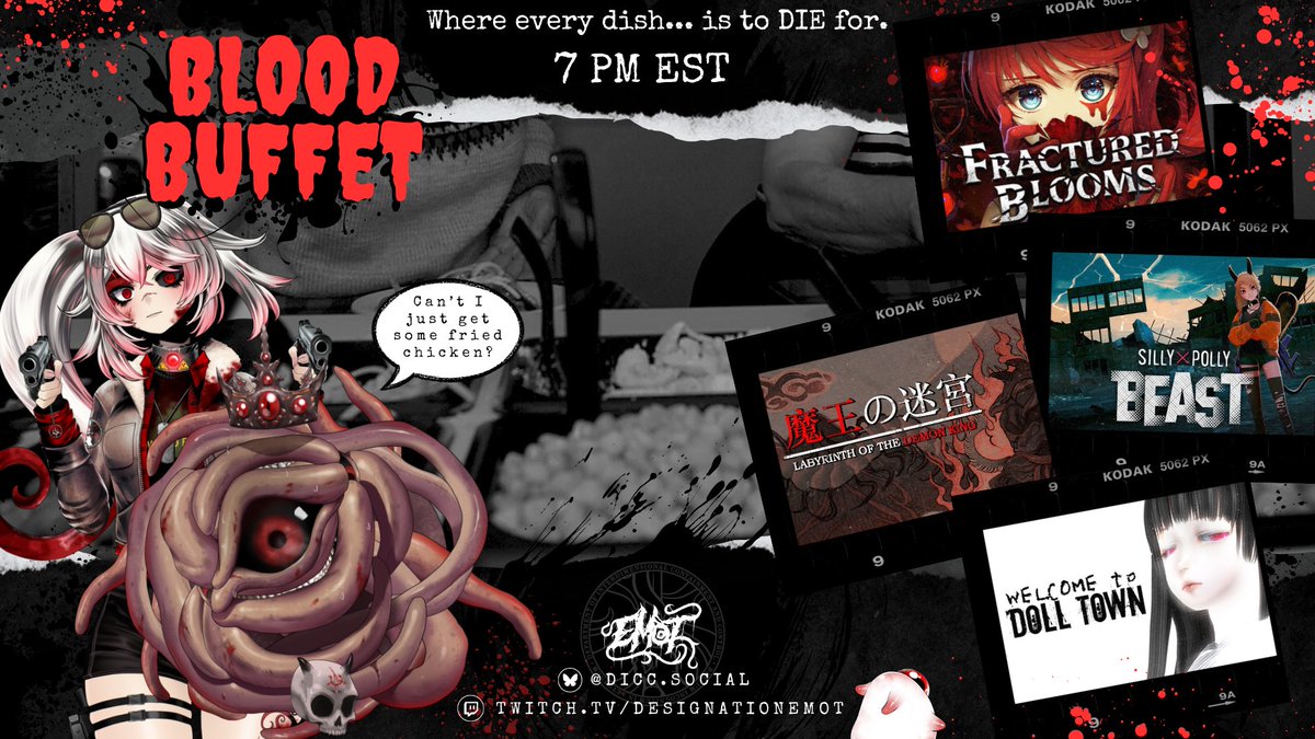 Been a bit, eh? I know you've got a HUNGER... for HORROR!

The doors are open, are you ready to dine? So, take a plate and get in line... it's BLOOD BUFFET TIME!!!

BLOOD BUFFET 🔴 TONIGHT @ 7:00 PM EST!