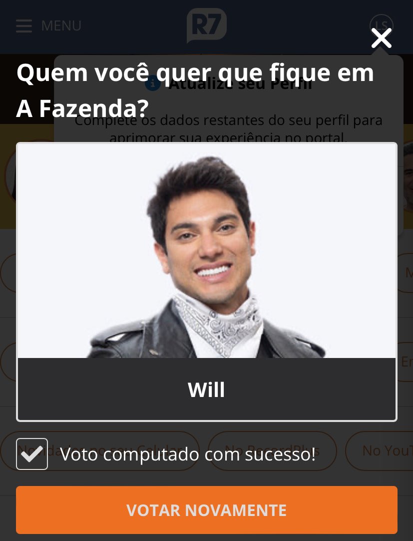 Iucascomenta's tweet image. ÚNICA OPÇÃO DE VOTO POSSÍVEL BORA GENTE, QUEM TÁ VOTANDO? #FicaWill