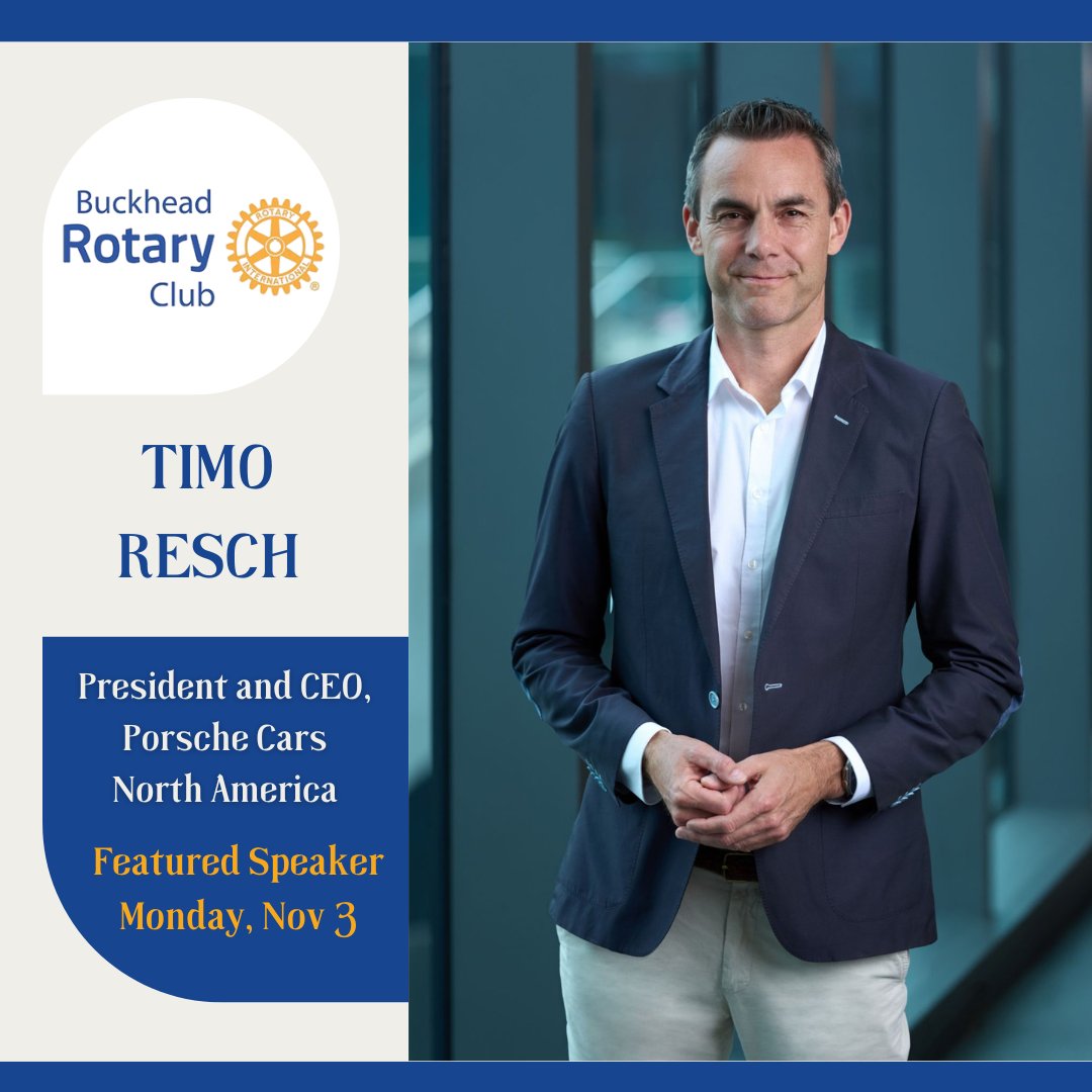 We’re excited to welcome Timo Resch, President &amp; CEO of Porsche Cars North America 🚘, as our guest speaker this Monday, Nov 3rd at <a href="/Maggianos/">Maggiano's Little Italy</a>.

Hear insights from the leader shaping Porsche’s future in the U.S. and Canada—bring a guest for this inspiring program!