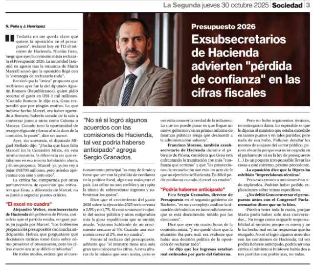 Lo dijimos desde un principio: Nicolás Grau no está capacitado para ser Ministro de Hacienda. El presupuesto no cuadra, las proyecciones están erradas y la caja fiscal se está desmonorando. Van a dejar el país en la bancarrota.