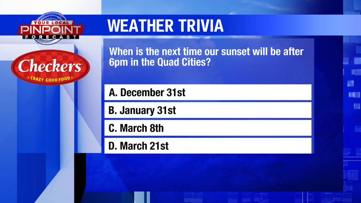 Here's today's weather trivia question - good luck!