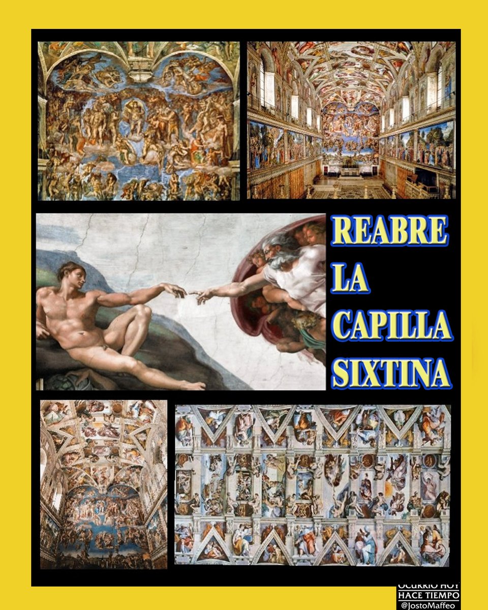 JostoMaffeo's tweet photo. ⛪🎨REABRE LA CAPILLA SIXTINA
31 Octubre 1512. En #Roma se reabre la Capilla #Sixtina.
Es al final de casi cuatro años de trabajo de #Michelangelo #Buonarroti (Miguel Ángel): 500 metros de frescos encargados por el #Papa #JulioII.
Una de las grandes obra del arte universal. https://t.co/oUKVWQ0p0b