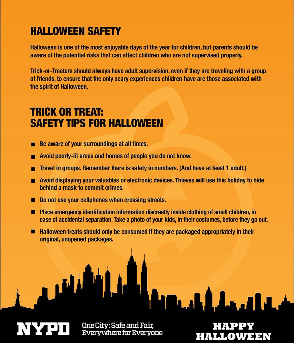 🎃 Follow these tips to stay safe 👻

Have a great Halloween!