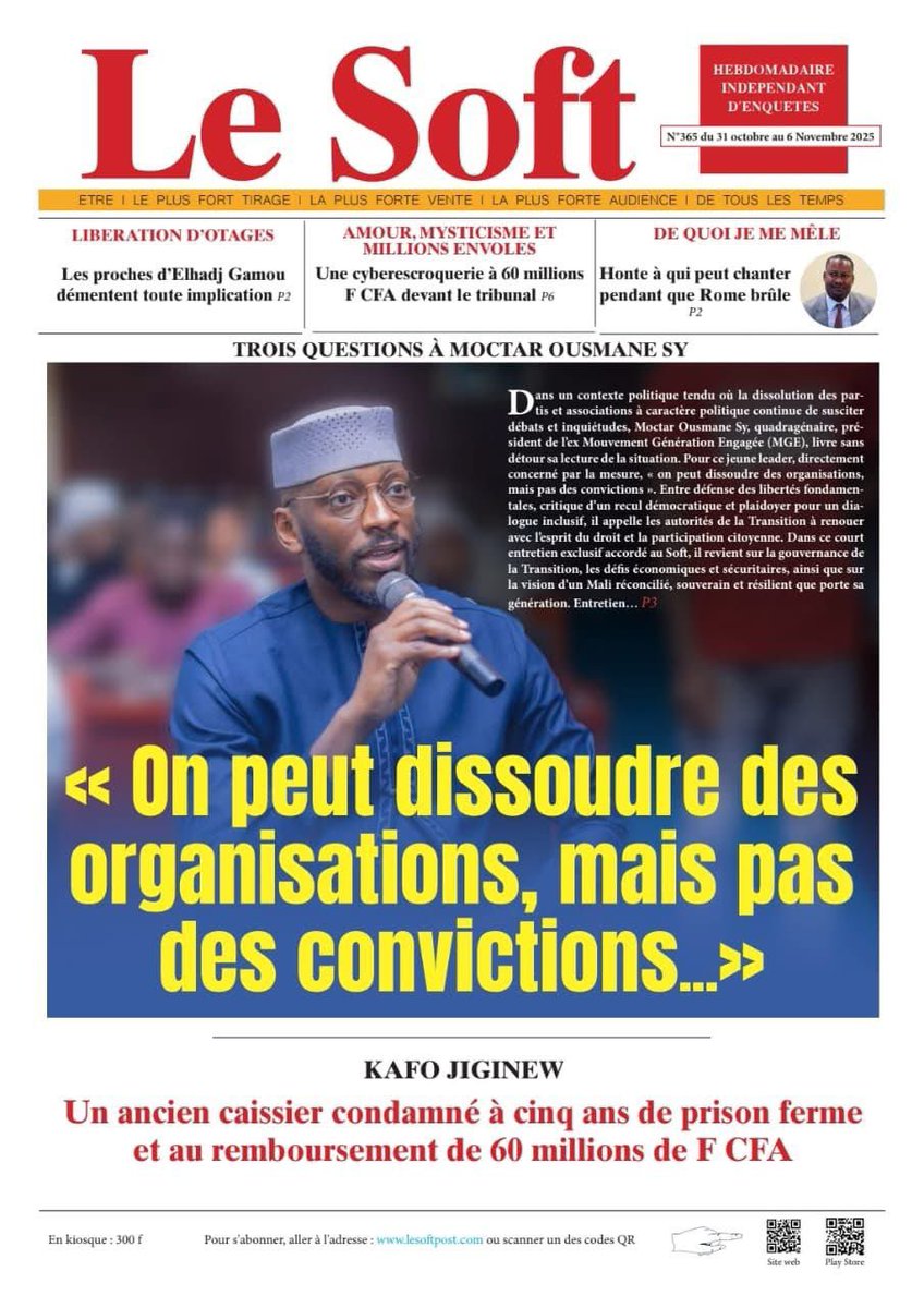 A lire demain dans le soft.
<a href="/moctarsy223/">Moctar Ousmane SY</a>