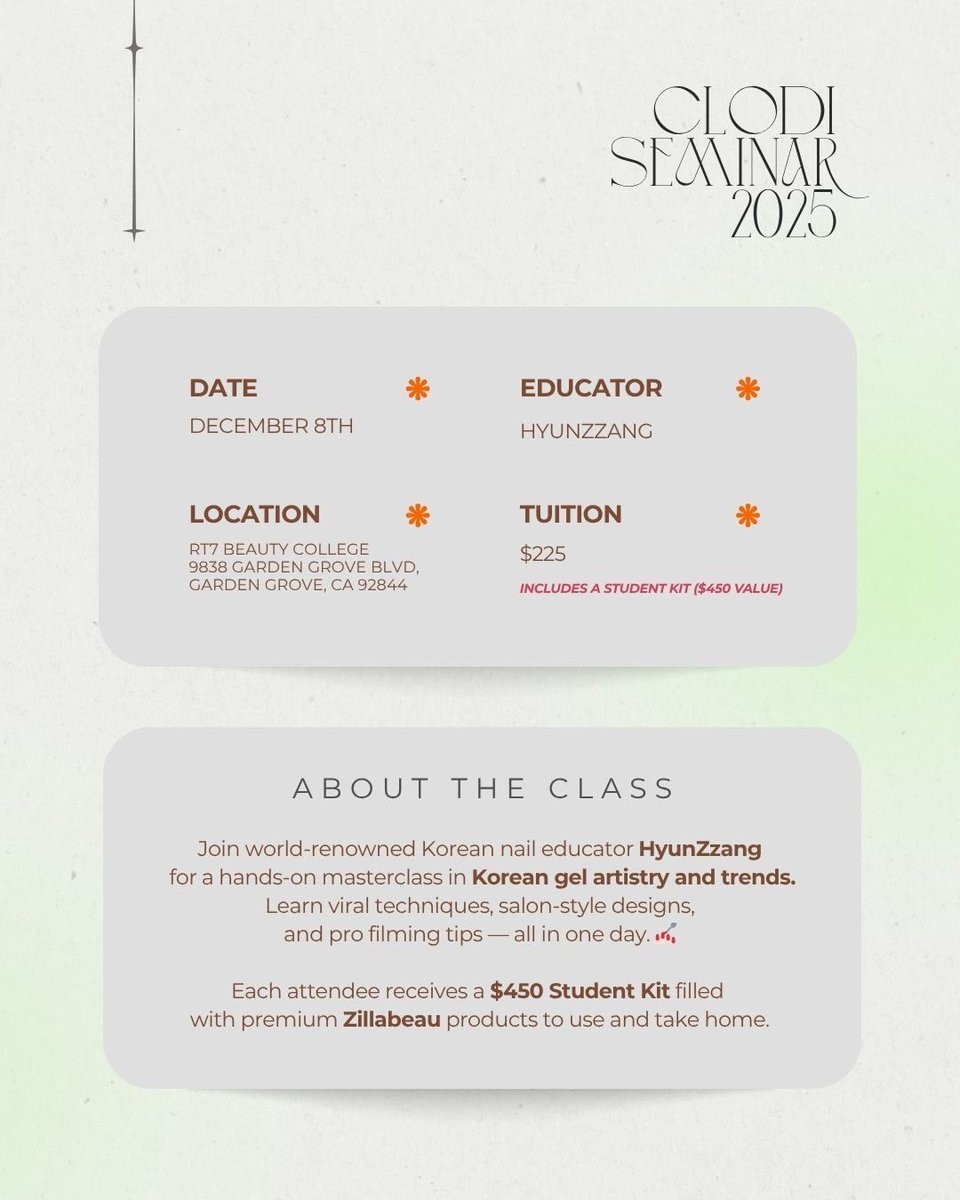 ZillaBeau's tweet photo. 👀The wait is now over- Clodi Seminar California: Korean Gel Art Masterclass Series is now OPEN ✨ https://t.co/woGx8Wue2x