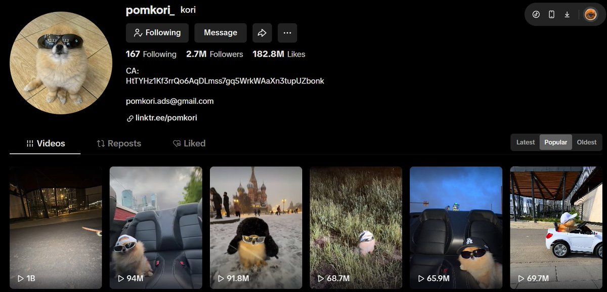 What has happened with <a href="/pomkori/">kori</a> on TikTok since June 4 2025? 148 days ago. 

Keep in mind, Kori is not a big team and the owner is pretty much doing everything + some help from the community on X.

We might even see a team expansion in the future, who knows. 

Tiktok growth: