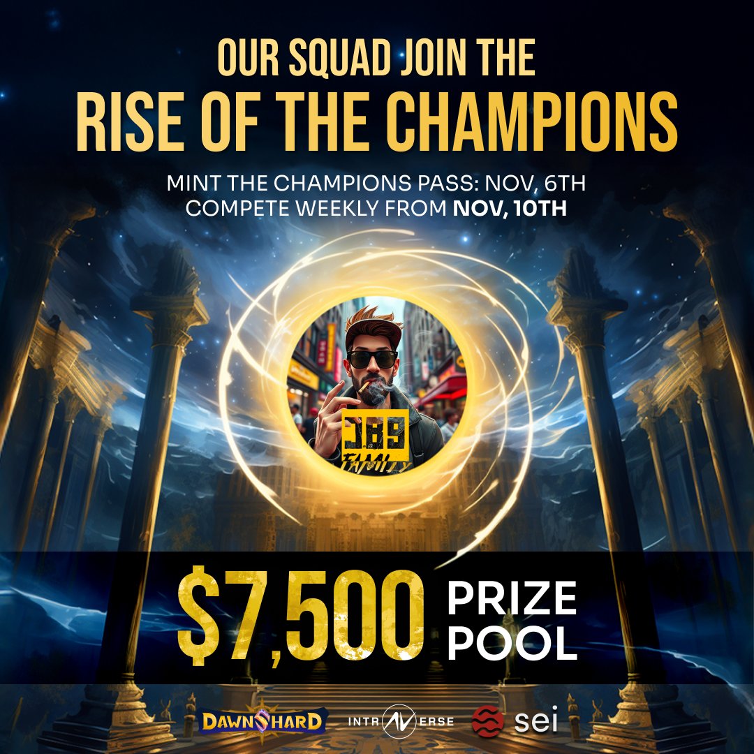 We're competing in the Rise of The Champions TCGtournament for 7,500 USD ⚔️

🎁 5x Champions Pass Rarity #4:
✅ Follow us, <a href="/intraVerse_Game/">Intraverse</a> <a href="/play_dawnshard/">Dawnshard</a> 
✅ Like, RT, Tag 2 frens  

Make some practice:

playdawnshard.com Mint your pass on <a href="/SeiNetwork/">Sei</a> to get boosters