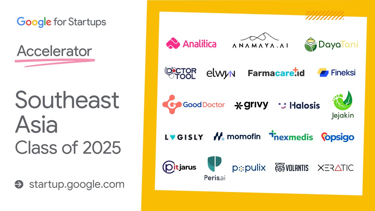 🌎 Google for Startups Accelerator: Southeast Asia—startups transforming industries like healthcare and education through AI innovation. 

See how these startups across Asia are shaping the future: goo.gle/3LCwUXO
#AcceleratedWithGoogle #CybersecurityAwarenessMonth