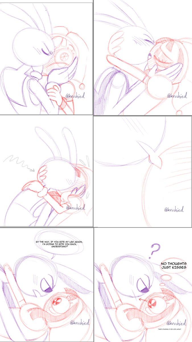 Krushied's tweet photo. How I see the end of #TADCep6 (PART 2/?)
Will you save Pomni from embarrassment? 
Or give in to Jax? 👀
#TADC #funnybunny https://t.co/h8tEElAdqS