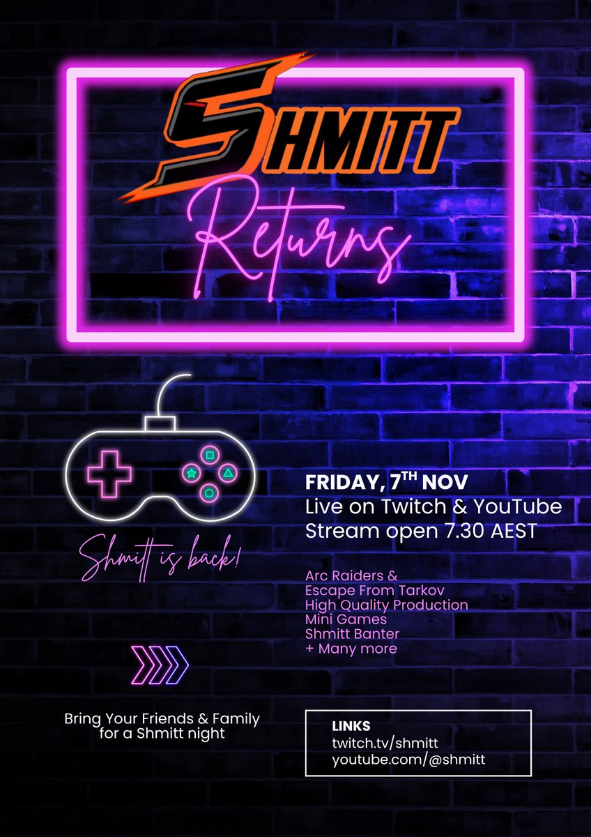 shmitt_yt's tweet photo. The Return!
Let’s have a Shmitt time https://t.co/DsEK4XfKBo