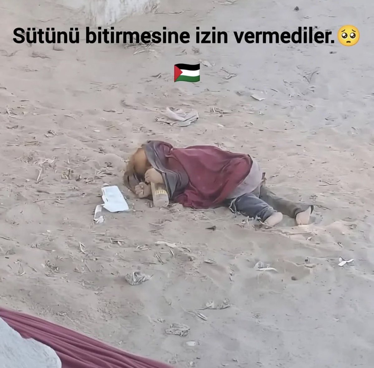 Sütünü bitirmesine izin vermediler.😞

#GazzeİçinHareketeGeç 🇵🇸
