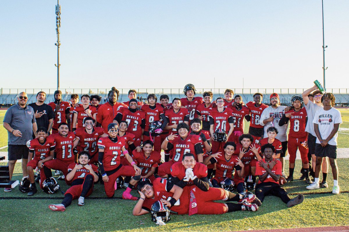 RayGutierrez109's tweet photo. 6 years ago this week I played my last game in the red and black…fast forward a bit I just got done coaching the Oline for my first season! 9-1 league champs! Seeing these kids fight their tails off no matter how hard the task. #rebelforlife https://t.co/QvMCA9UeKk