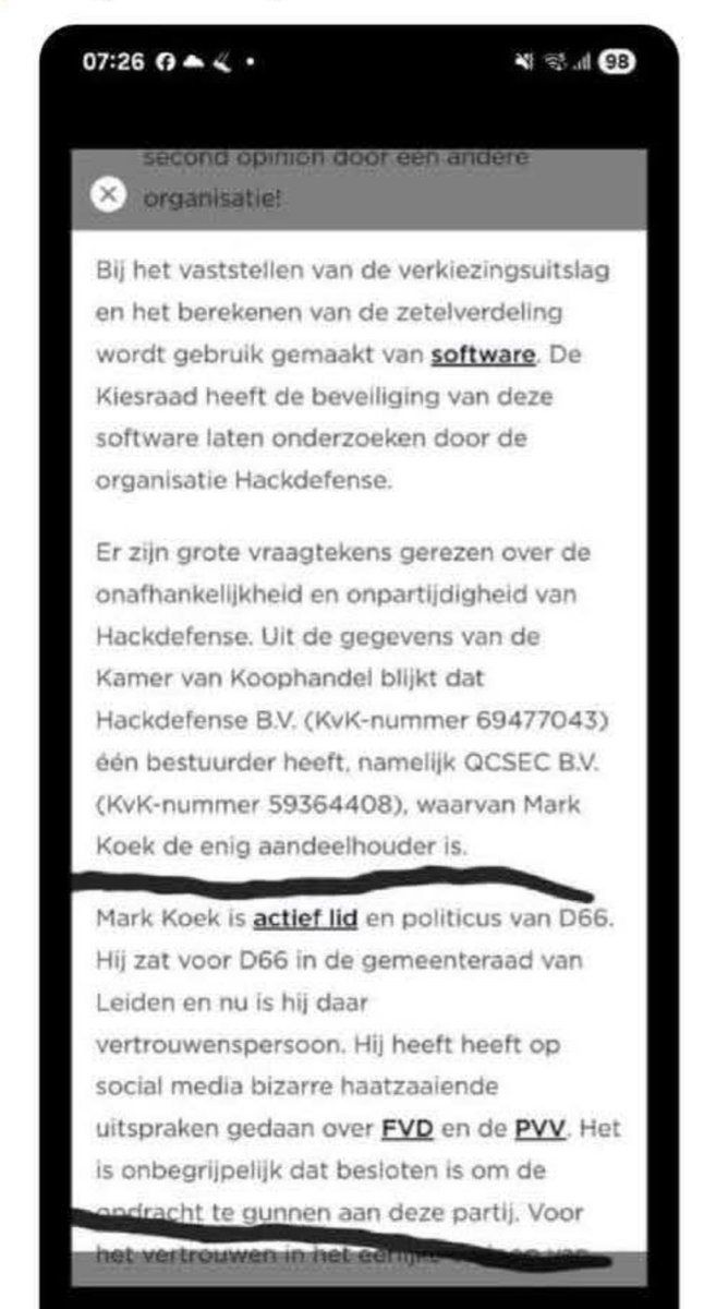 uit_ZeeVla's tweet photo. #Hackdefense heeft de beveiliging van de software onderzocht in opdracht van de Kiesraad, Mark Koek is eigenaar, Mark koek is D66 in hart en nieren, Mark Koek is uiteraard onafhankelijk. En ik ben een vliegtuig.
#verkiezingen https://t.co/2NEIXK03yA