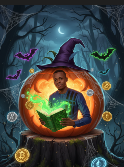 Kexyclint's tweet photo. Summoning blockchain magic with my Plume Goon pumpkin wizard this #PlumeHalloween 🎃✨ Who’s brave enough to decode the spell? https://t.co/E7ND9LyJNe