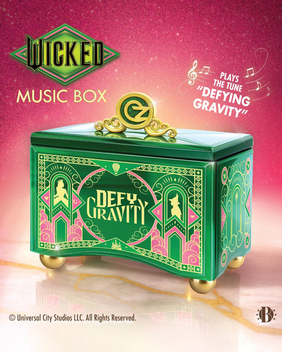 🩷💚 The thrill of Elphaba singing "Defying Gravity" in WICKED soars from this glass music box. 
Click to get yours: bit.ly/4nrT38v

#WickedMovie #WickedForGood #Wicked
