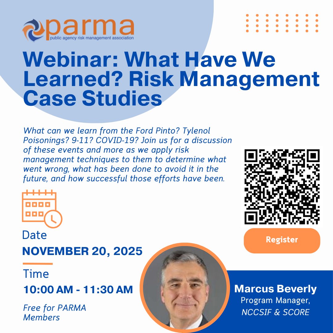 PARMA2762's tweet photo. Ready to strengthen your risk management skills this November?
PARMA is offering 3 dynamic webinars:

📅 11/5 - Principles to Increase the Risk Culture
📅 11/12 - Risk Management Tips &amp; Tricks
📅 11/20 - Risk Management Case Studies

Register &amp; Read more: https://t.co/3jffsn6aq4 https://t.co/BbNNJtQff1