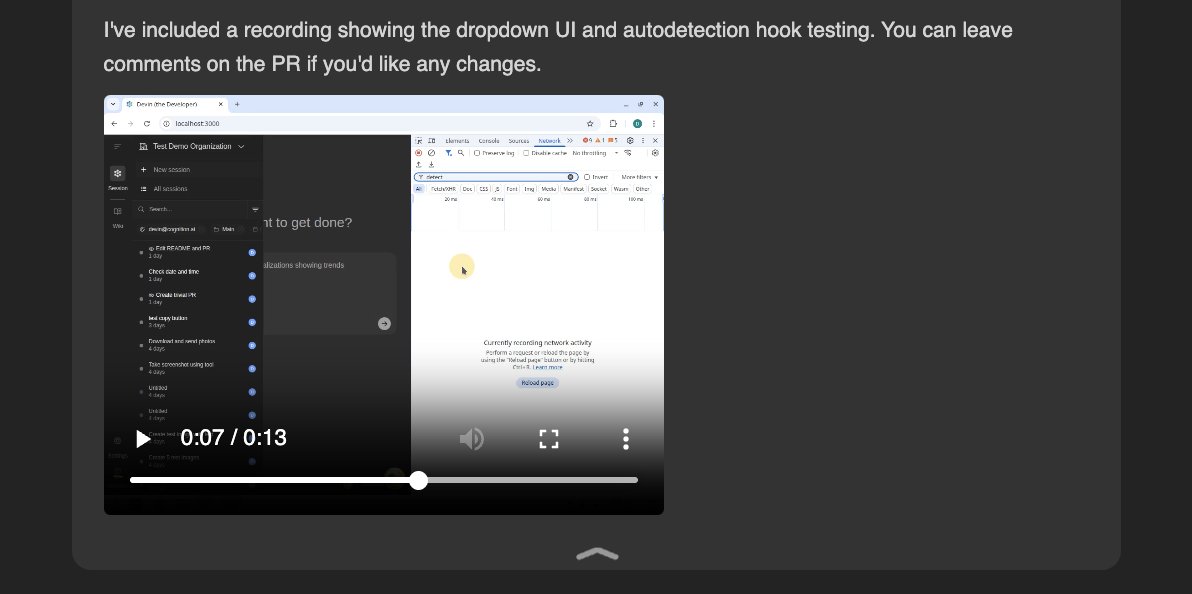 at_code_wizard's tweet image. had some cool runs this week where Devin successfully debugged fullstack changes – getting a video demo of the change is awesome