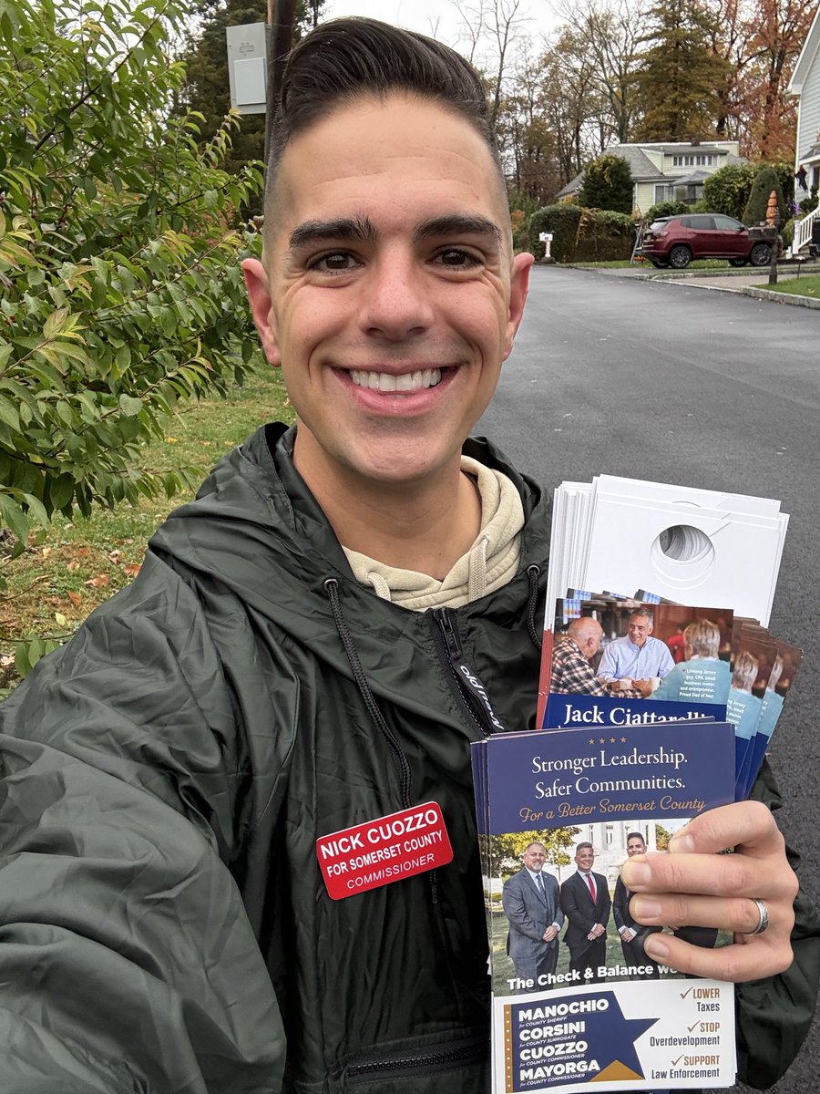 It’s 5 days until Election Day! Commissioner candidate Nick Cuozzo is out knocking doors today in Warren Township.

⏰ Polls are OPEN for early voting until 8 pm — Get out and vote today! Bank your vote for Jack Ciattarelli for Governor &amp; the entire Somerset GOP team in Column 1!