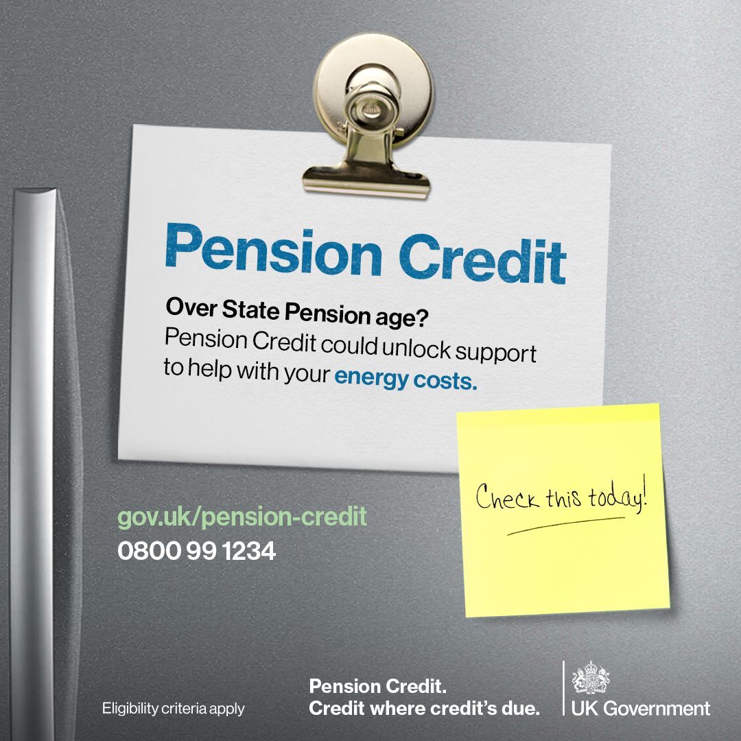 If you receive Pension Credit or another means tested benefit, you might be entitled to a £150 reduction on your electricity bill through the Warm Home Discount scheme.
Pension Credit claim line
Telephone: 0800 99 1234