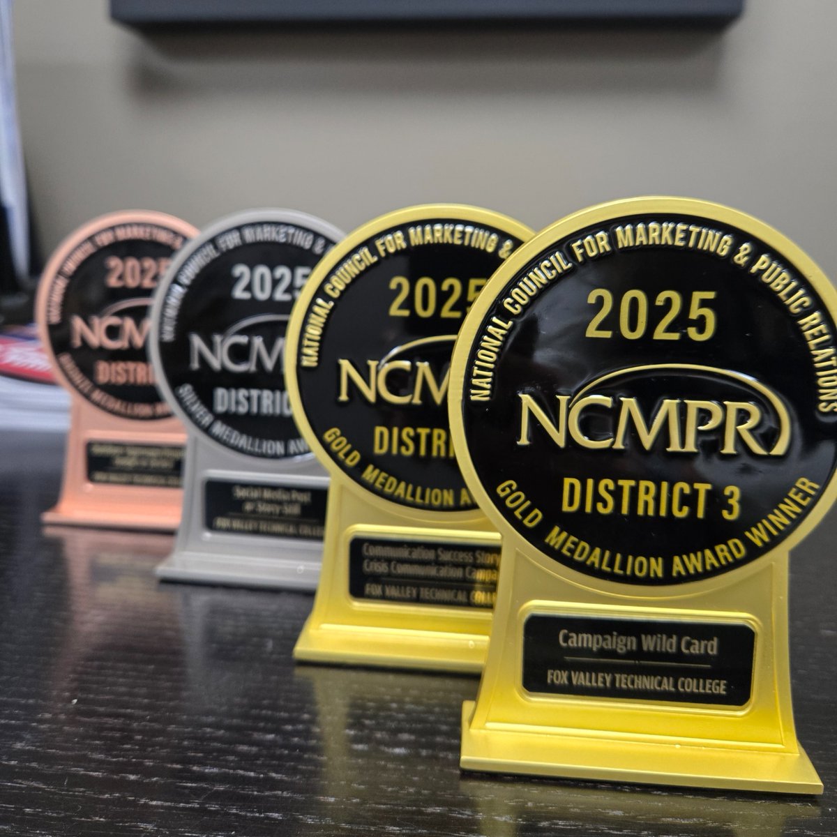 Fox Valley Technical College was recognized recently with four 2025 Medallion Awards at the National Council for Marketing &amp; Public Relations District 3 conference. Led by the Marketing team, the projects earned two Gold, one Silver and one Bronze award.

🏅 Gold - Campaign Wild