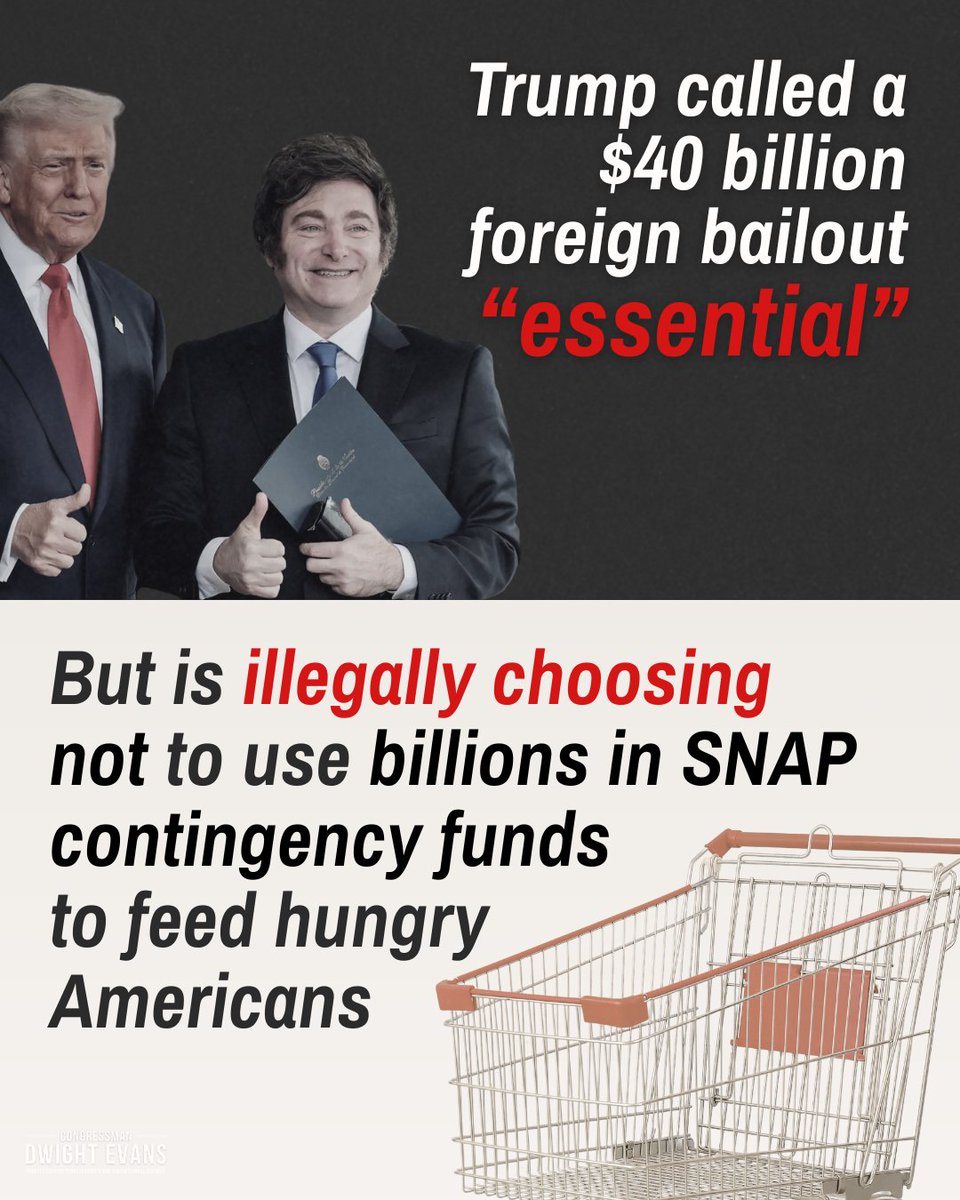So, Trump decided that a $40 billion bailout to his right-wing foreign ally  was “essential,” but feeding 42 million Americans- including 16 million  children, 8 million seniors, and 1.2 million veterans isn't., image size:960x1200