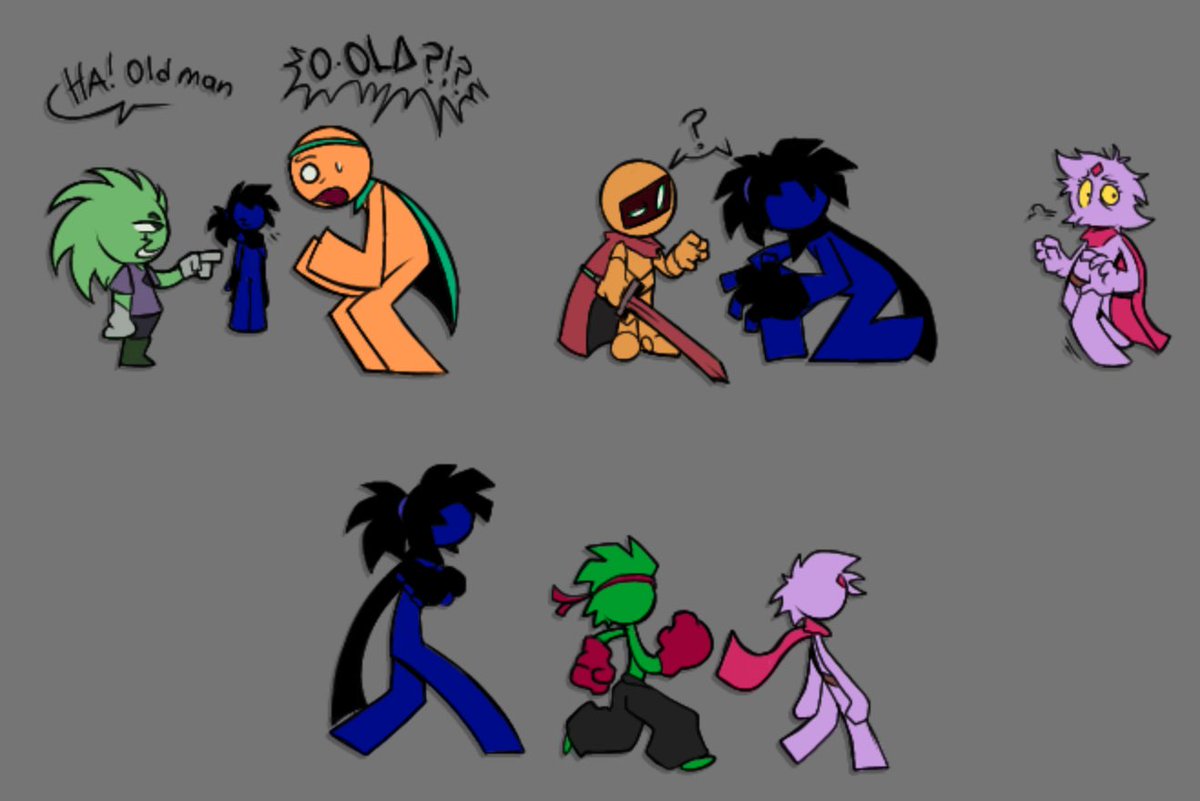 Some more stick man stuff!! (done by the lovely! <a href="/DaKillscreen/">Killscreen</a>) just some more stuff with aggai,gamma and kumo! (Some of the other sticks belong to some tagged and <a href="/RubberBumpus/">Rubber</a> <a href="/balbin_brian/">minuil (Commissions open btw)</a> <a href="/GildedguyArt/">Gildedguy</a> (fun sized lol) <a href="/RageAnimation/">Rage the Animator 🖤🤍💚🤍🖤</a>  #stickmanoc #stickman