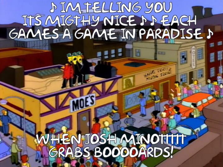 SimpsonsNBA's tweet photo. BOARD MAN. Celtics fans shouting from the rooftops about #whynotminott https://t.co/P88zvQZ0F0