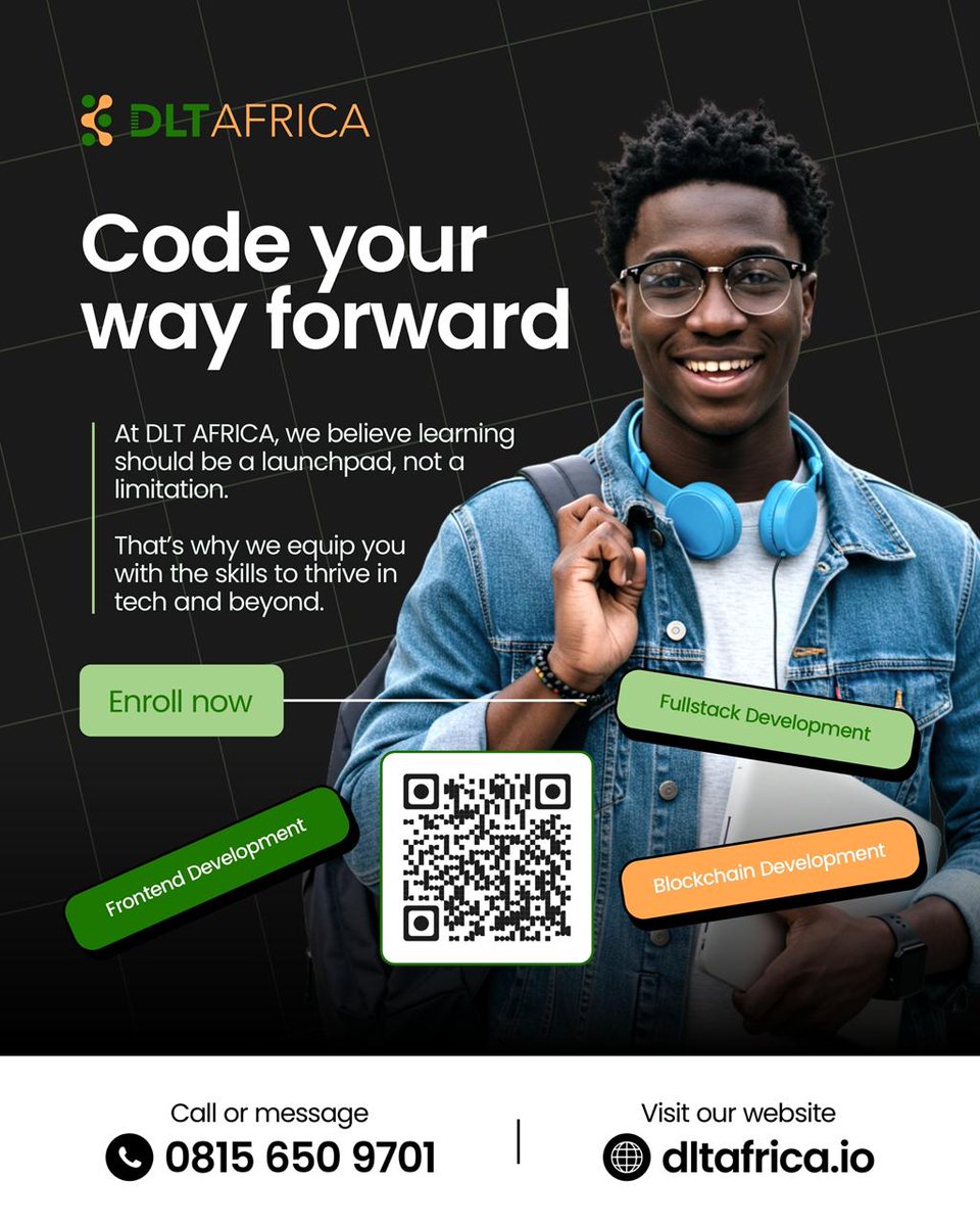 dlt_africa's tweet image. Want to change your story before the year ends?
It starts with learning a skill that pays.

At DLT Africa, we don’t just teach tech; we build creators, founders, and innovators.
Whether you’re starting from zero or switching careers, Cohort 8 Admission is your ticket to something…